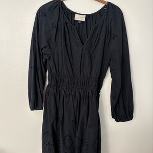 Black Eyelet 3/4 Sleeve Dress